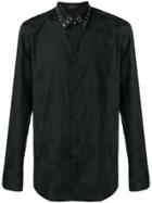Versace Large Check Embellished Collar Shirt - Black