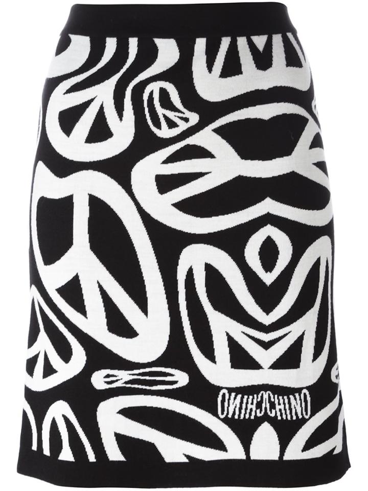 Moschino Peace Sign Intarsia Skirt - Black