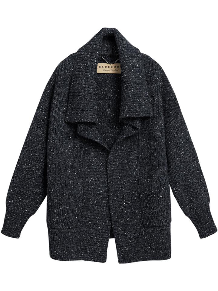 Burberry Wool Cashmere Blend Oversized Cardigan - Black