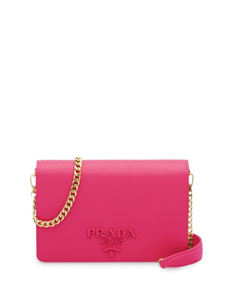 Prada Saffiano Texture Shoulder Bag - Pink