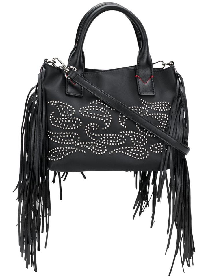 Pinko Fringe Studded Tote Bag - Black
