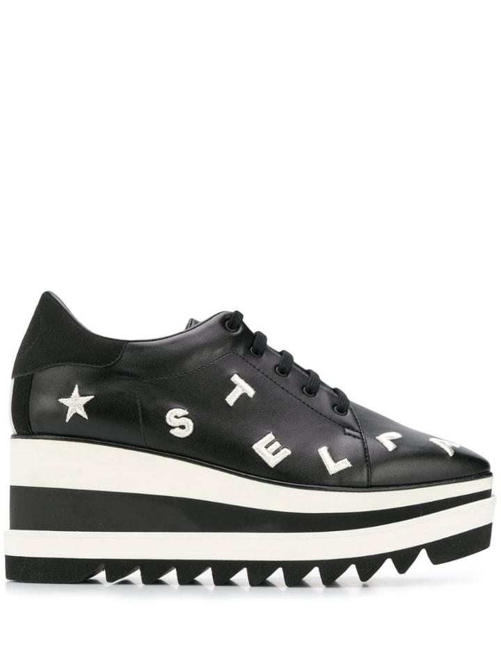 Stella Mccartney Embroidered Logo Elyse Lace-up Shoes - Black