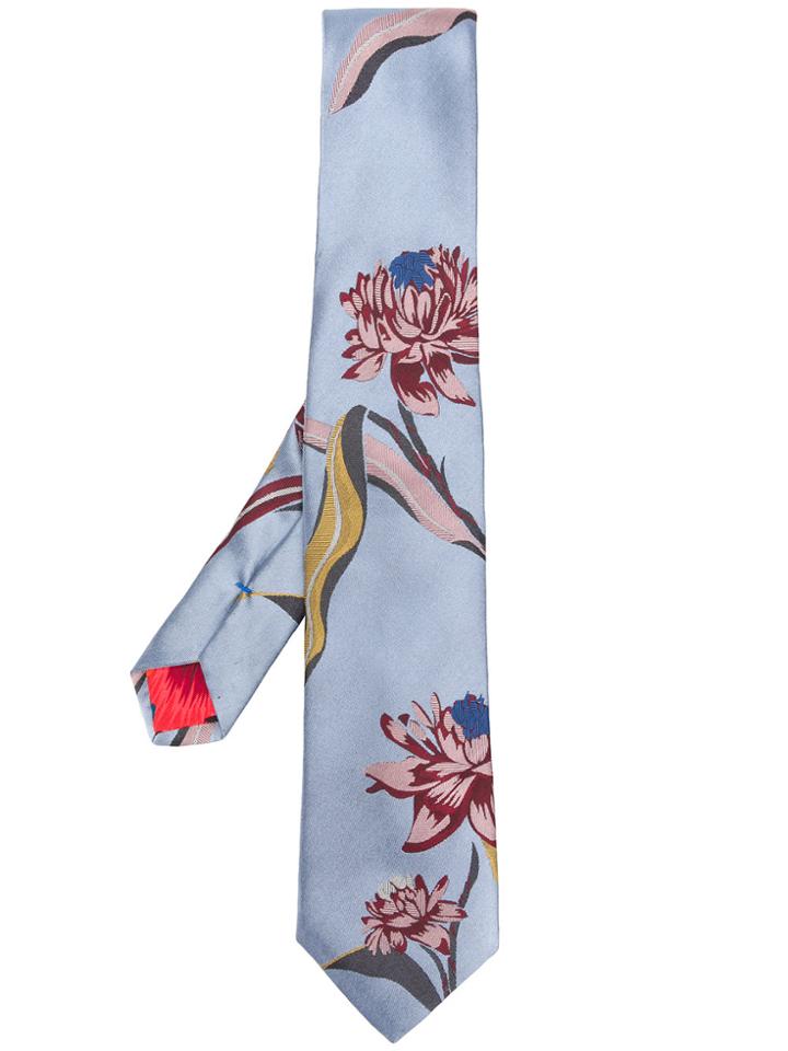 Paul Smith Floral Woven Tie - Blue