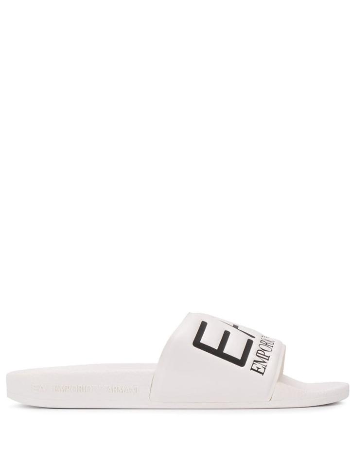 Ea7 Emporio Armani Printed Logo Slides - White