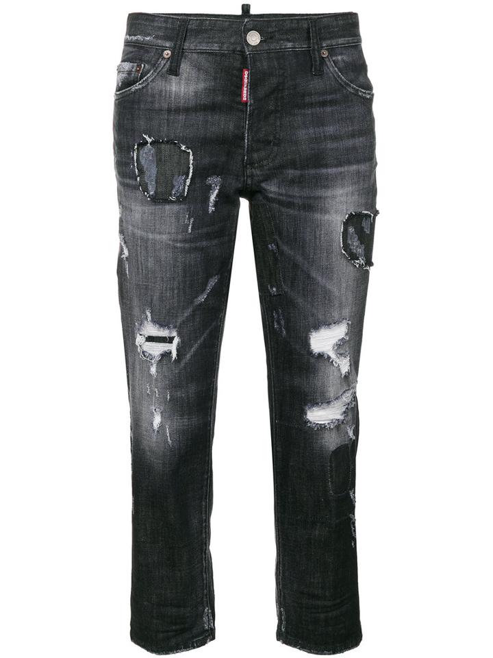 Dsquared2 - Stretch Denim Tomboy Jeans - Women - Cotton/spandex/elastane - 40, Black, Cotton/spandex/elastane