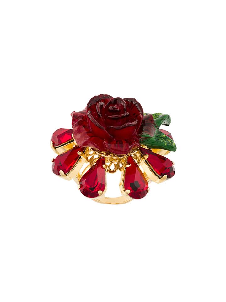 Dolce & Gabbana Crystal Rose Ring - Red
