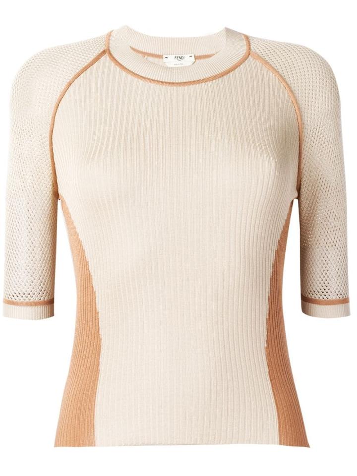 Fendi Contrast Detail Knitted Top - Neutrals