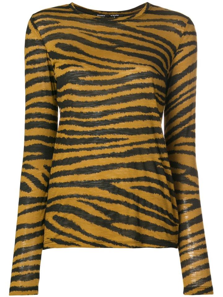 Proenza Schouler Long Sleeve Tiger Print T-shirt - Brown