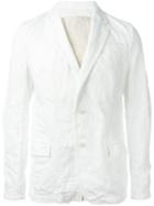 Sacai Ruffled Panel Denim Blazer, Men's, Size: 2, White, Cotton/linen/flax