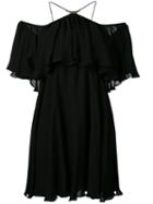 Plein Sud - Open Shoulder Ruffle Dress - Women - Silk - 36, Black, Silk