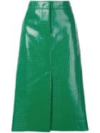 Tibi Crocodile Embossed Skirt - Green