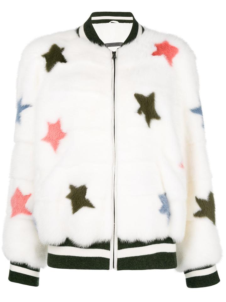 Simonetta Ravizza Star Detail Fur Jacket - Nude & Neutrals