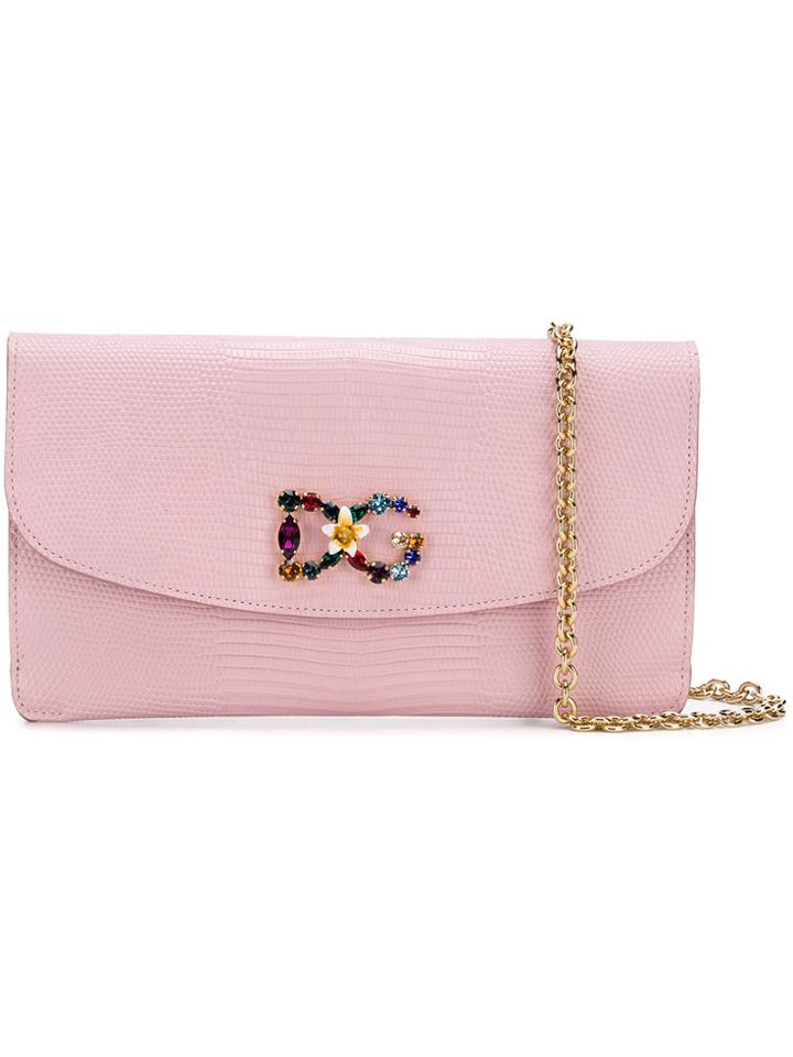 Dolce & Gabbana Encrusted Dg Crossbody Bag - Pink & Purple