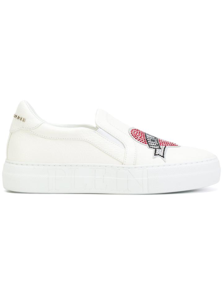 Philipp Plein Embellished Skate Shoes - White