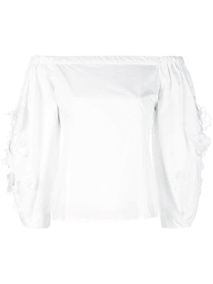 Josie Natori Poplin Off The Shoulder Top - White