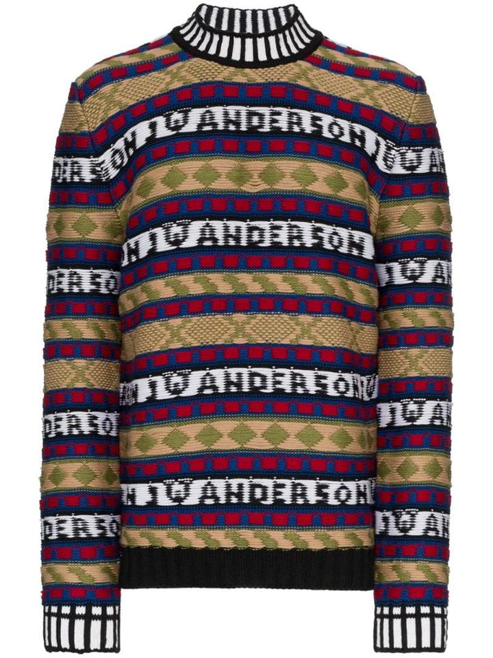 Jw Anderson Fairisle Logo Intarsia Crew Neck - 999 Black