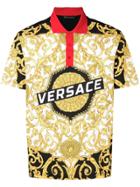 Versace Baroque Printed Polo Shirt - Black