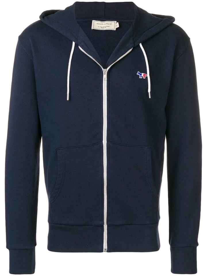 Maison Kitsuné Tricolour Fox Zip Up Hoodie - Blue