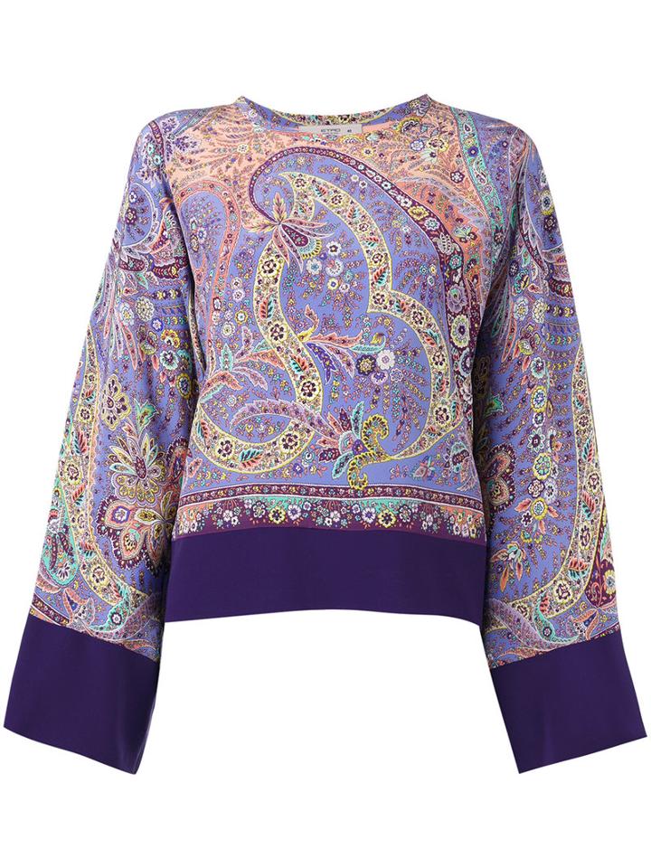 Etro Patterned Top, Women's, Size: 44, Pink/purple, Silk