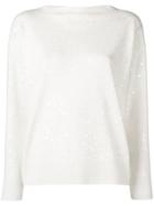Agnona Sequin Crew Neck Sweater - White