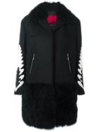 Moncler Gamme Rouge Fur Hem Padded Coat, Women's, Size: 0, Black, Wool/cashmere/nylon/goat Fur