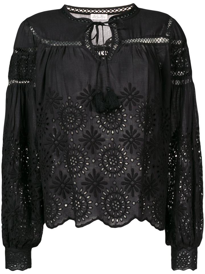 Love Shack Fancy Lace Embroidered Blouse - Black