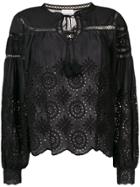 Love Shack Fancy Lace Embroidered Blouse - Black