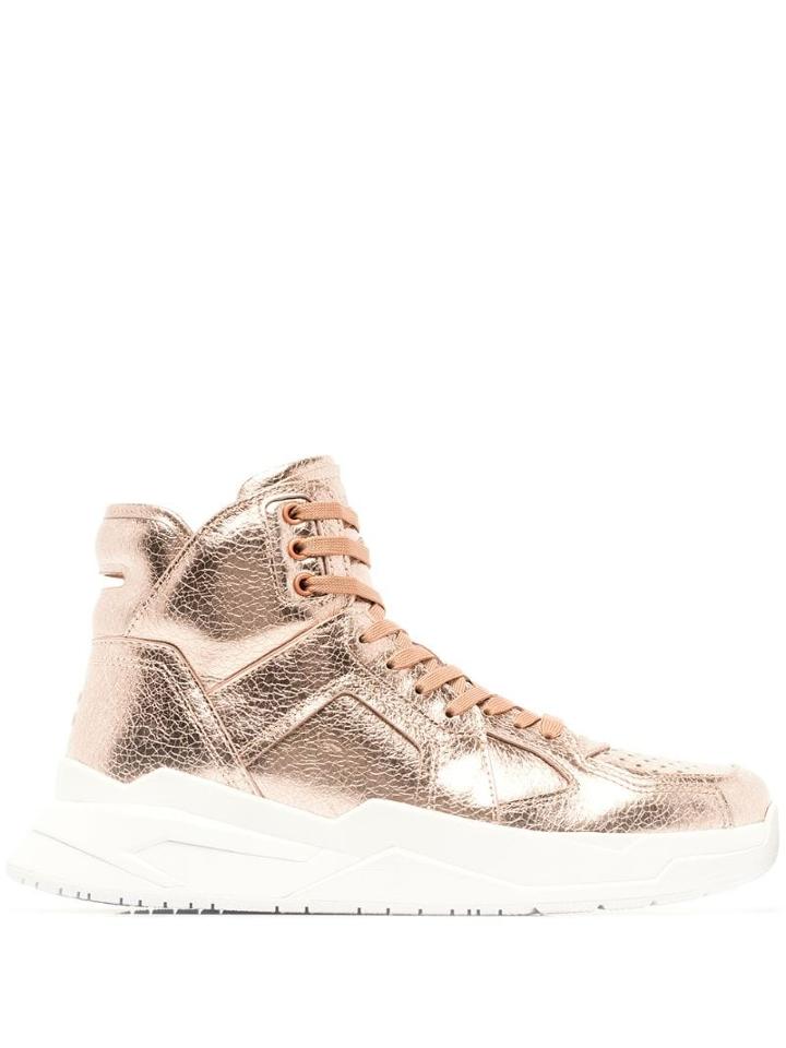 Balmain Balm B Ball Mtllc Calf Ht Snkr - Metallic