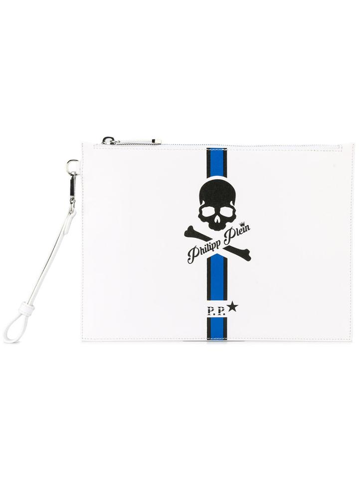 Philipp Plein 'kingston' Clutch, Men's, White, Leather/polyester