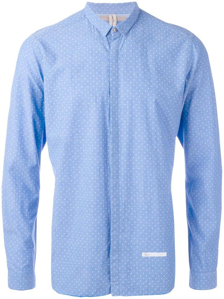 Dnl Polka Dot Shirt, Men's, Size: 41, Blue, Cotton