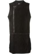 Lost & Found Ria Dunn Zipped Gilet, Men's, Size: Large, Black, Lamb Skin/cotton