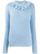 Miu Miu Ruffled Neck Jumper - Blue