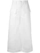 Studio Nicholson Wide Leg Cropped Pants, Women's, Size: 0, White, Cotton