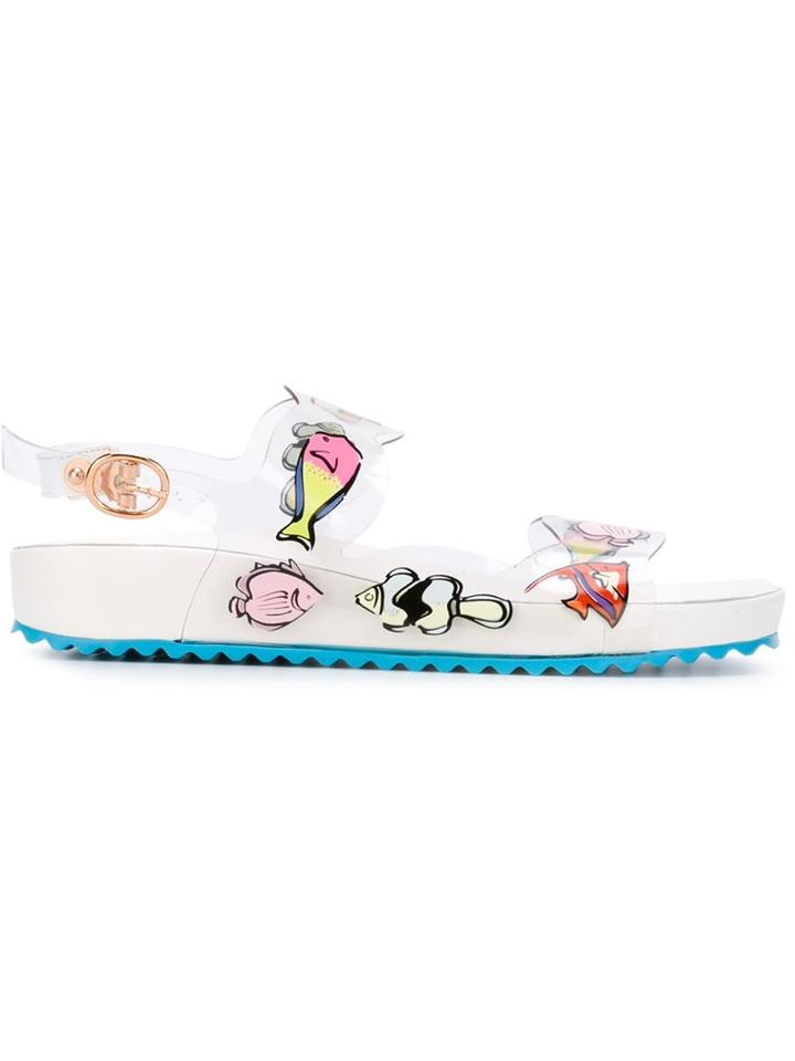 Sophia Webster Fish Print Slingback Sandals