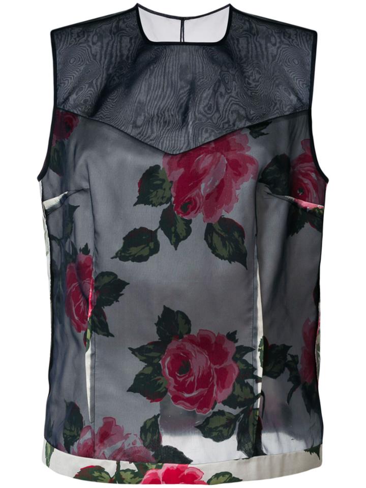 Maison Margiela Sleeveless Floral Top - Black