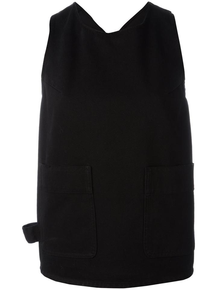 Mm6 Maison Margiela - Pocketed Denim Tank Top - Women - Cotton - 44, Black, Cotton