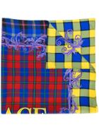 Versace Checked Logo Scarf - Red