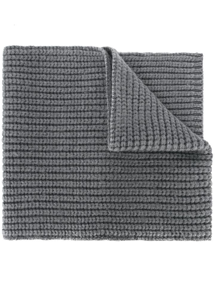 Eleventy Ribbed Scarf, Men's, Grey, Virgin Wool