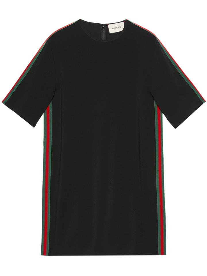 Gucci Stretch Viscose Tunic Dress With Web - Black