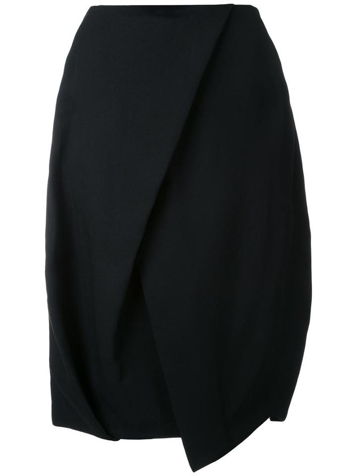 Enföld Tulip Shape Midi Skirt, Women's, Size: 38, Black, Polyester/wool/paper Yarn