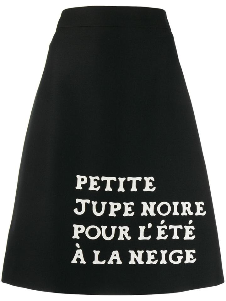 Gucci Slogan A-line Skirt - Black