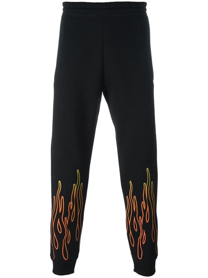 Omc Flame Print Track Pants, Men's, Size: Small, Black, Cotton