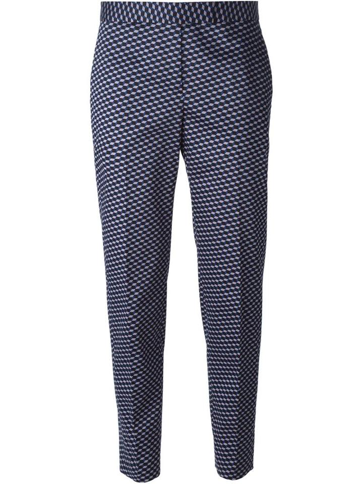 Paul Smith Black Label Cube Print Trousers, Women's, Size: 40, Blue, Cotton/polyamide