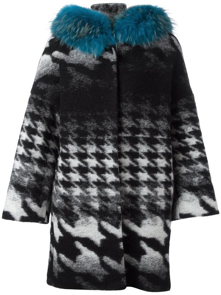 Ava Adore 'margaret' Coat, Women's, Size: 42, Black, Racoon Fur/cotton/virgin Wool/polyester