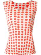 Pleats Please By Issey Miyake - Printed Pleated Tank - Women - Polyester - 3, Yellow/orange, Polyester