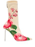 Alexander Mcqueen Heeled Floral Sock Boots - Neutrals