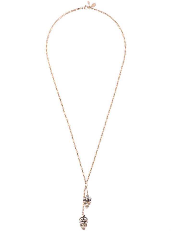 Alexander Mcqueen 'king And Queen' Pendant Necklace, Metallic