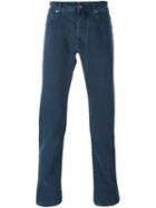 Jacob Cohen Stitched Accent Slim Jeans, Men's, Size: 31, Blue, Cotton/spandex/elastane
