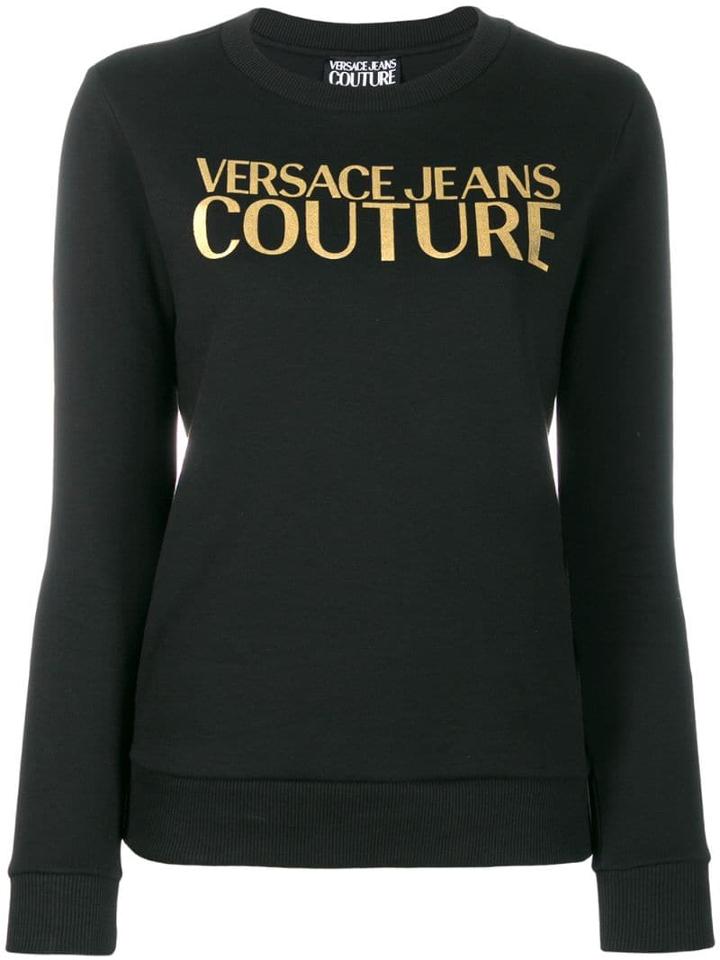 Versace Jeans Couture Gold Logo Print Jumper - Black