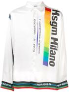 Msgm Printed Long-sleeved Shirt - White